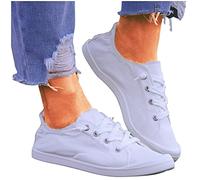 Freizeitschuhe Damen Bestickte Sneaker Spitze Atmungsaktive Stoffschuhe Elegante Frauen Schnürhalbschuhe Laufschuhe Leicht Sportlich Flache Schuhe Walkingschuhe