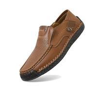 Freizeitschuhe Herren Sommer, Bequeme Fahrschuhe Herren Großen Größe Slip On Lederschuhe Leicht Halbschuhe Loafers Handgefertigt Flache Schuhe Atmungsaktiv Walkingschuhe Business Shoes Für Männer