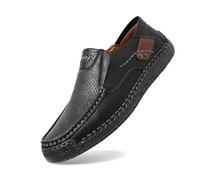 Freizeitschuhe Herren Sommer, Bequeme Fahrschuhe Herren Großen Größe Slip On Lederschuhe Leicht Halbschuhe Loafers Handgefertigt Flache Schuhe Atmungsaktiv Walkingschuhe Business Shoes Für Männer