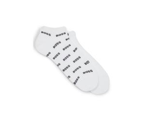 Freizeitsocken BOSS "2P AS Allover CC", Herren, Gr. 39-42, weiß (weiß 100), Baumwollmischung, unifarben, normal, Socken, mit Logostickereien (19266539-39) weiß 100