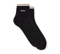 Freizeitsocken BOSS "2P SH Stripe CC", Herren, Gr. 43-46, schwarz (schwarz 001), Baumwollmischung, unifarben mit Farbeinsatz, elastisch, Socken, mit BOSS Schriftzug (47508215-43) schwarz 001
