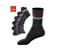 Freizeitsocken GO IN, Herren, Gr. 23-26, schwarz, Obermaterial: 60% Baumwolle, 39% Polyester, 1% Elasthan, geringelt, Socken, mit farbigen Streifen (389480-23) schwarz