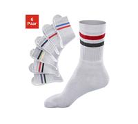 Freizeitsocken GO IN, Herren, Gr. 39-42, grau, Obermaterial: 60% Baumwolle, 39% Polyester, 1% Elasthan, geringelt, Socken, mit farbigen Streifen (663890-39) grau