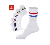 Freizeitsocken GO IN, Herren, Gr. 43-46, weiß, Obermaterial: 60% Baumwolle, 39% Polyester, 1% Elasthan, geringelt, Socken, mit farbigen Streifen (643693-43) weiß