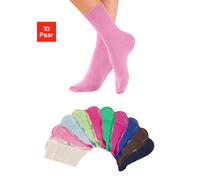 Freizeitsocken H.I.S "Damen und Herren Atmungsaktiver Baumwollanteil; Business, Basic", Gr. 35-38, bunt (1x rosa, 1x pink, 1x altrosa, 3x blau, 1x braun, 2x grün, 1x ecru), Baumwolle, Baumwollmischung