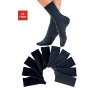 Freizeitsocken H.I.S, Herren, Gr. 39-42, blau (5x schwarz, 5x marine), Obermaterial: 76% Baumwolle, 23% Polyamid, 1% Elasthan, unifarben, elastisch, Socken, mit weichen Rippbündchen (658516-39) 5x sch