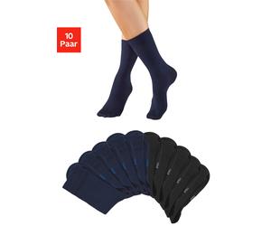 Freizeitsocken H.I.S, Herren, Gr. 39-42, blau (5x schwarz, 5x marine), Obermaterial: 76% Baumwolle, 23% Polyamid, 1% Elasthan, unifarben, elastisch, Socken, mit weichen Rippbündchen (658516-39) 5x sch