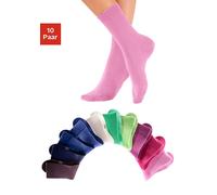 Freizeitsocken H.I.S, Herren, Gr. 39-42, bunt (1x rosa, 1x pink, 1x altrosa, 3x blau, 1x braun, 2x grün, 1x ecru), Obermaterial: 76% Baumwolle, 23% Polyamid, 1% Elasthan, unifarben, elastisch, Socken,