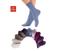 Freizeitsocken H.I.S, Herren, Gr. 39-42, bunt (2x taupe, 2x beige, 2x pflaume, 1x jeans, 1x lila, 1x beere, 1x altrosa), Obermaterial: 76% Baumwolle, 23% Polyamid, 1% Elasthan, unifarben, elastisch, S