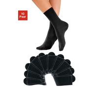 Freizeitsocken H.I.S, Herren, Gr. 39-42, schwarz (10x schwarz), Obermaterial: 76% Baumwolle, 23% Polyamid, 1% Elasthan, unifarben, elastisch, Socken, mit weichen Rippbündchen, Topseller (600505-39) 10