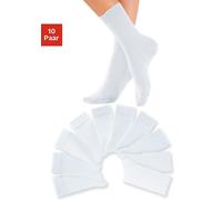 Freizeitsocken H.I.S, Herren, Gr. 39-42, weiß (10x weiß), Obermaterial: 76% Baumwolle, 23% Polyamid, 1% Elasthan, unifarben, elastisch, Socken, mit weichen Rippbündchen (895328-39) 10x weiß