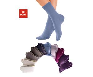 Freizeitsocken H.I.S, Herren, Gr. 47-48, bunt (2x taupe, 2x beige, 2x pflaume, 1x jeans, 1x lila, 1x beere, 1x altrosa), Obermaterial: 76% Baumwolle, 23% Polyamid, 1% Elasthan, unifarben, elastisch, S