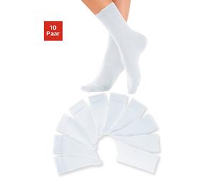 Freizeitsocken H.I.S, Herren, Gr. 47-48, weiß (10x weiß), Obermaterial: 76% Baumwolle, 23% Polyamid, 1% Elasthan, unifarben, elastisch, Socken, mit weichen Rippbündchen (895328-47) 10x weiß