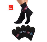 Freizeitsocken H.I.S, Kinder, Gr. 43-46, 5x schwarz, Baumwollmischung, unifarben, elastisch, Socken, mit eingestrickten Motiven (72974867-43) 5x schwarz