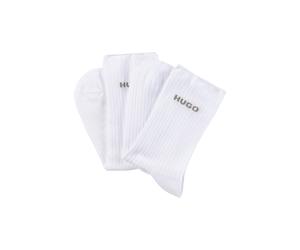 Freizeitsocken HUGO UNDERWEAR "2P QS FINE RIB CC", Mädchen, Gr. 39-42, weiß, Baumwollmischung, clean, elastisch, Socken, mit großem Logo (64123534-39) weiß