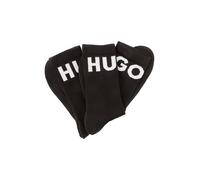 Freizeitsocken HUGO UNDERWEAR "3P QS ICONIC CC 1", Herren, Gr. 39-42, schwarz (schwarz 001), Baumwollmischung, elastisch, Socken, mit HUGO Logostickerei in Kontrastfarbe (38686767-39) schwarz 001
