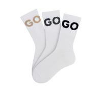 Freizeitsocken HUGO UNDERWEAR "3P QS ICONIC CC 1", Herren, Gr. 43-46, weiß (natural 102), Baumwollmischung, elastisch, Socken, mit HUGO Logostickerei in Kontrastfarbe (64960029-43) natural 102