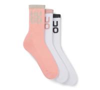 Freizeitsocken HUGO UNDERWEAR "3P QS SHINY LOG CC W", Damen, Gr. 35-38, rot (light, pastel rot 635), Baumwollmischung, unifarben, Socken (72964645-35) light, pastel rot 635