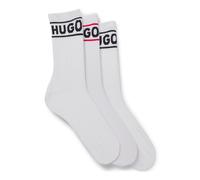 Freizeitsocken HUGO UNDERWEAR "3P QSRIB SPORTY CC W", Damen, Gr. 39-42, weiß (weiß 100), Baumwollmischung, unifarben, elastisch, Socken Freizeitsocken, mit kontrastfarbenem Logodetail (72339360-39)