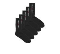 Freizeitsocken JACK & JONES "JACCORP OLD LOGO TENNIS SOCKS 5 PACK", Herren, schwarz (schwarz pack:schwarz, schwarz, schwarz, schwarz), Baumwollmischung, bedruckt, normal, Socken, Baumwollmischung (459
