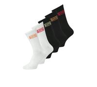 Freizeitsocken JACK & JONES "JACDAZE TENNIS SOCKS 5 PACK BTW", Herren, schwarz-weiß (schwarz pack:weiß, schwarz, weiß, schwarz), Baumwollmischung, bedruckt, normal, Socken, Baumwollmischung (34600041-