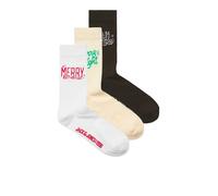 Freizeitsocken JACK & JONES "JACMERRY TENNIS SOCKS 3 PACK", Herren, buttercream pack:weiß, delicioso, Baumwollmischung, bedruckt, normal, Socken (37875556-0) buttercream pack:weiß, delicioso
