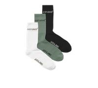 Freizeitsocken JACK & JONES "JACSOHO TENNIS SOCKS 3 PACK NOOS", Herren, weiß pack:mineral blau, schwarz, Baumwollmischung, unifarben, Socken, mit Logostickerei (71478306-0) weiß pack:mineral blau, sch