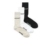Freizeitsocken JACK & JONES "JACSOHO TENNIS SOCKS 3 PACK NOOS", Herren, weiß (schwarz pack:weiß, light grau melange), Baumwollmischung, meliert, Socken, mit Logostickerei (65880506-0) schwarz pack:wei
