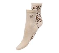 Freizeitsocken ONLY "ONLOLIVIA LEO 2-PACK SOCK ACC NOOS", Damen, oatmeal detail:gold lurex, leopard, Baumwollmischung, Animal-Print, uni und gemustert, Socken (94386866-0) oatmeal detail:gold lurex, l