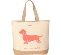 Freizeittasche Cawö 55702 natur pink-orange Baumwolle Hundemotiv - 40/55