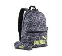 Freizeittasche PUMA "Phase 20 l Rucksack-Set Jugendliche und Erwachsene", Gr. B/H/T: 15,5cm x 43,5cm x 14cm onesize, grau (moody gray smokey geometric aop), Polyester, Taschen (48155728-0) moody gray