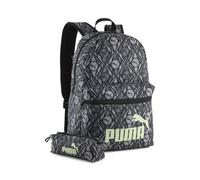 Freizeittasche PUMA "Phase 20 l Rucksack-Set Jugendliche und Erwachsene", Gr. B/H/T: 9cm x 43,5cm x 14cm onesize, schwarz apple spritz football aop grün, Taschen (64762362-0) schwarz apple spritz foot