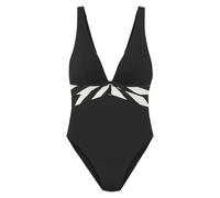 Badeanzug FRENCH CONNECTION "Claire", Damen, Gr. 36, Cup C/D, schwarz, Recycling-Polyamid, Badeanzüge, Mit goldfarbener Schnalle (48723763-36) schwarz