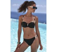 Bügel-Bandeau-Bikini FRENCH CONNECTION "Claire", Damen, Gr. 42, Cup E, schwarz, Recycling-Polyamid, kontrastfarbene Details, Bikini-Sets, Mit kontrast Details (67042827-42) schwarz