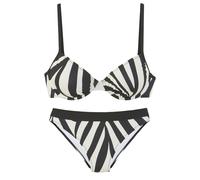 Bügel-Bikini FRENCH CONNECTION "Louise", Damen, Gr. 44, Cup D, beige (schwarz, creme), Recycling-Polyamid, Bikini-Sets Bügel-Bikini, Mit kontrast Details (54208709-44) schwarz, creme
