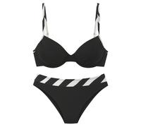 Bügel-Bikini FRENCH CONNECTION "Claire", Damen, Gr. 36, Cup B, schwarz, Recycling-Polyamid, kontrastfarbene Details, Bikini-Sets Bügel-Bikini, Mit kontrast Details (53713157-36) schwarz