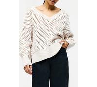 French Connection Crochet Knit V Neck Sweater Oatmeal Größe: S | Strickpullover Outlet | Damen