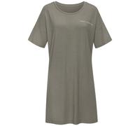 Nachthemd FRENCH CONNECTION, Damen, Gr. 44/46, N-Gr, grün, Single Jersey, Obermaterial: 62% Polyester, 33% Viskose, 5% Elasthan, unifarben, loose fit mini, Rundhals, Kleider Nachthemd, mit großem Logo