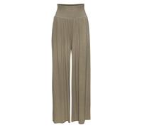 Leinenhose FRENCH CONNECTION "mit hohem Smokbund", Damen, Gr. 32/34, N-Gr, beige (khaki), Web, Obermaterial: 80% Viskose, 20% Leinen, unifarben, Basic, figurumspielend lang, Hosen, weite Palazzohose f