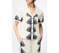 French Connection Nola Alexis Printed Ss Top Cream/black Größe: XS | Business hemden Outlet | Damen | Weiß