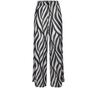 Strandhose FRENCH CONNECTION, Damen, Gr. 46, N-Gr, schwarz (schwarz, creme bedruckt), Mesh, Obermaterial: 95% Polyester, 5% Elasthan, bedruckt, figurumspielend lang, Hosen Weite Hose Palazzohose, aus