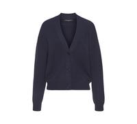 Strickjacke FRENCH CONNECTION, Damen, Gr. 44/46, marine, Feinstrick, Obermaterial: 72% Viskose, 28% Polyester, unifarben, figurumspielend taillenbedeckt, tiefer V-Ausschnitt, Rippstrickbündchen, Stric