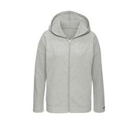 Sweatjacke FRENCH CONNECTION, Damen, Gr. 44/46, grau (hellgrau), Rippware, Obermaterial: 81% Polyester, 15% Viskose, 4% Elasthan, meliert, casual, bequem hüftlang, Langarm normaler Saum, Sweatjacken,