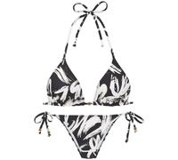 Triangel-Bikini FRENCH CONNECTION, Damen, Gr. 38, Cup A/B, schwarz, creme bedruckt, Recycling-Polyamid, bedruckt, Bikini-Sets Triangel-Bikini, mit modischem Allover-Print (94045732-38) schwarz, creme 