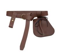 French Meadows 3-teiliges Renaissance-Gürtel, mittelalterliches Kunstleder, Gürteltasche, Leder-Tassenhalter, Kombi-Set, Zubehör, Braun, 51 Inch, Wikinger-Kostüm, Renaissance-Zubehör,