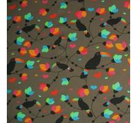 French-Terry Stoff - Fräulein von Julie - VOGEL TUKAN braun-multicolor