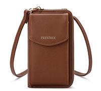 Frentree Damen Umhängetasche mit Handyfach und Portemonnaie, Reißverschluss und Magnetverschluss, Multifunktional, Handys bis 6.1“, Crossbody mit verstellbarem und abnehmbaren Schultergurt