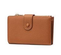 Frentree Geldbörse Damen mit RFID Schutz, Echtleder Optik, großes Münzfach, Portemonnaie mit Reißverschluss, Druckknopf, inkl. Geschenkbox