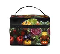 Fresh Cabbage Tragbare Reise-Make-up-Tasche (22,9 x 16,5 x 15,7 cm), große Make-up-Tasche für Damen, große Make-up-Tasche, Aufbewahrungstasche für Mädchen, Schwarz, Einheitsgröße