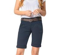 FRESH MADE Damen Bermuda-Shorts im Chino Style mit Gürtel Dark-Blue L